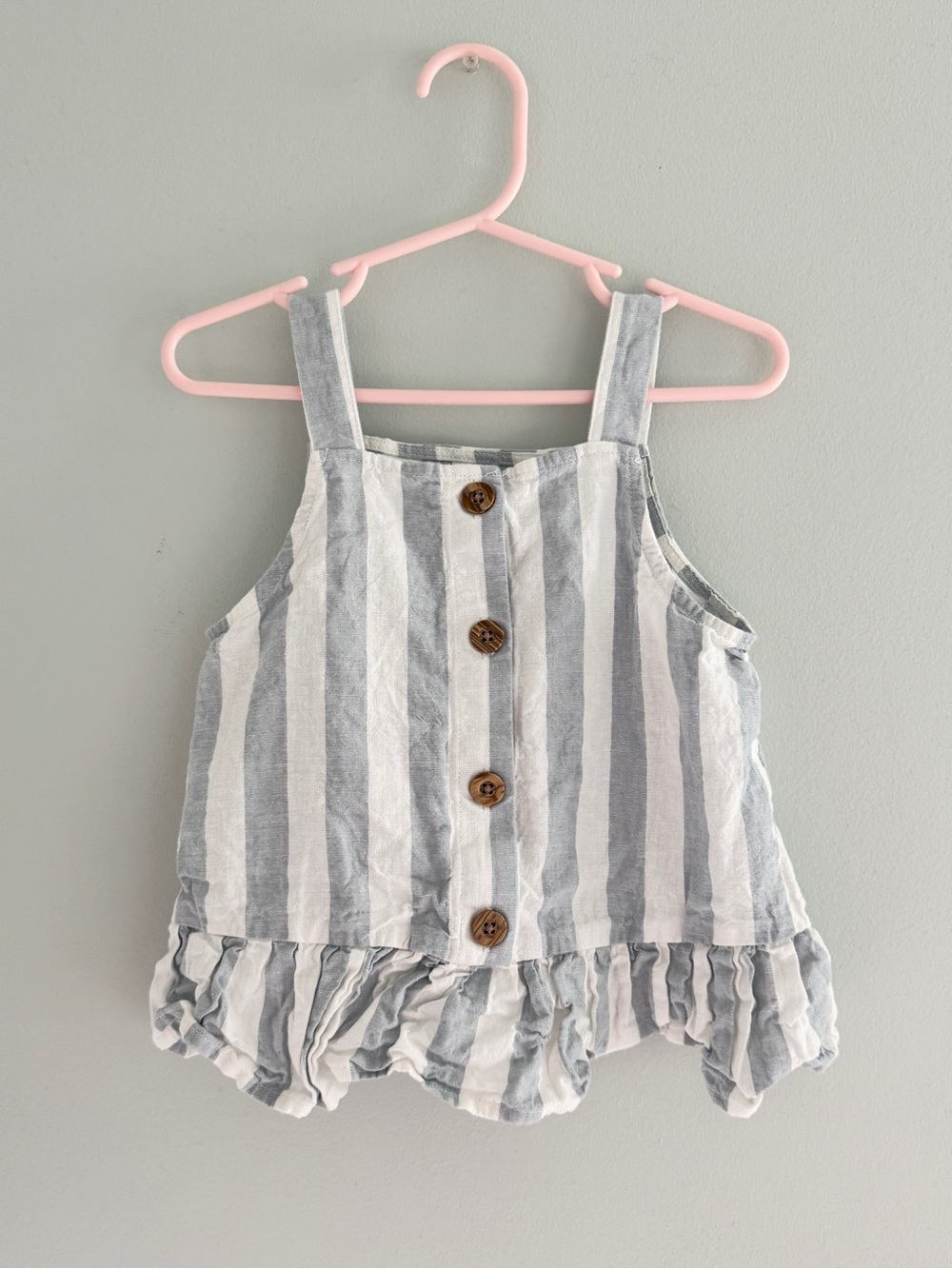 Carter's Blue and White Striped Ruffle Tank Top Cotton Size 4T Girls